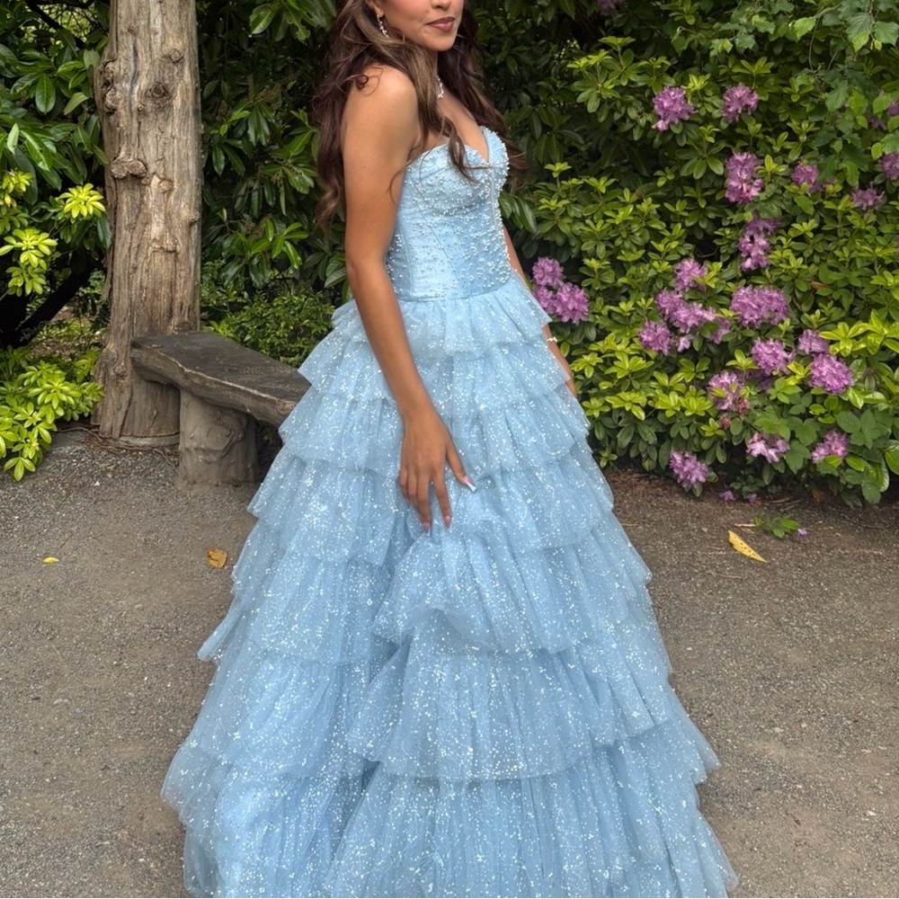 Sherri Hill Light Blue Dress 56139